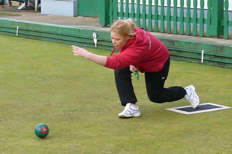 Gemma is great at bowling for Saundersfoot, Pembrokeshire and Wales